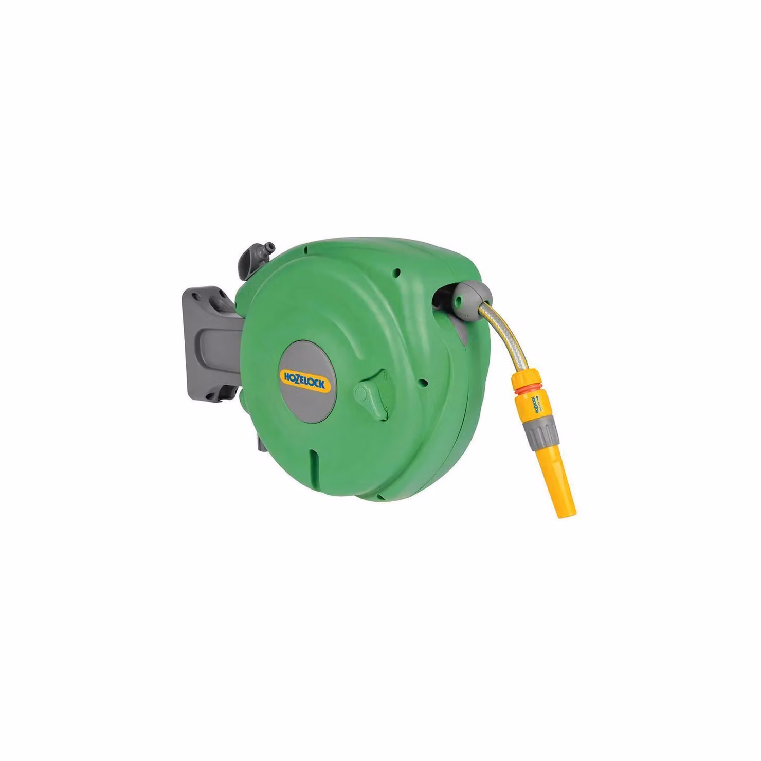 Hozelock 2485 Automatic Wall-Mounted Hose Reel in Grey with 10m of 12.5mm Hose – 2