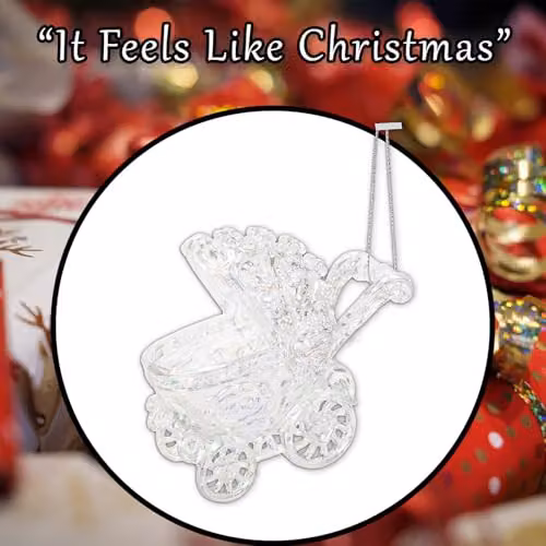 VFM e-Store Iridescent Acrylic Pram Christmas Tree Ornament, Clear, 10 cm – 6