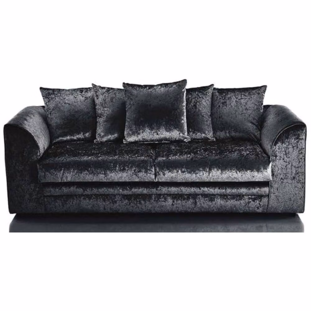 Snug Furniture Birmingham Ltd Venice Black Crushed Velvet 3+2 Sofa Set with Scatter Cushions – 2