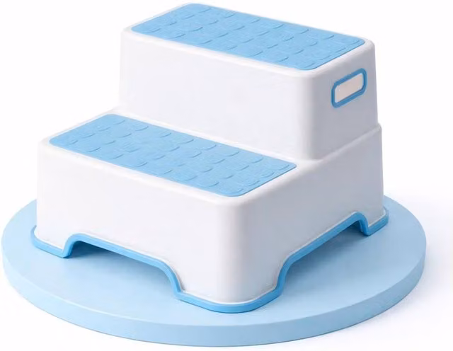 FORGEVIO Blue and White Non-Slip Dual Step Stool for Toddlers