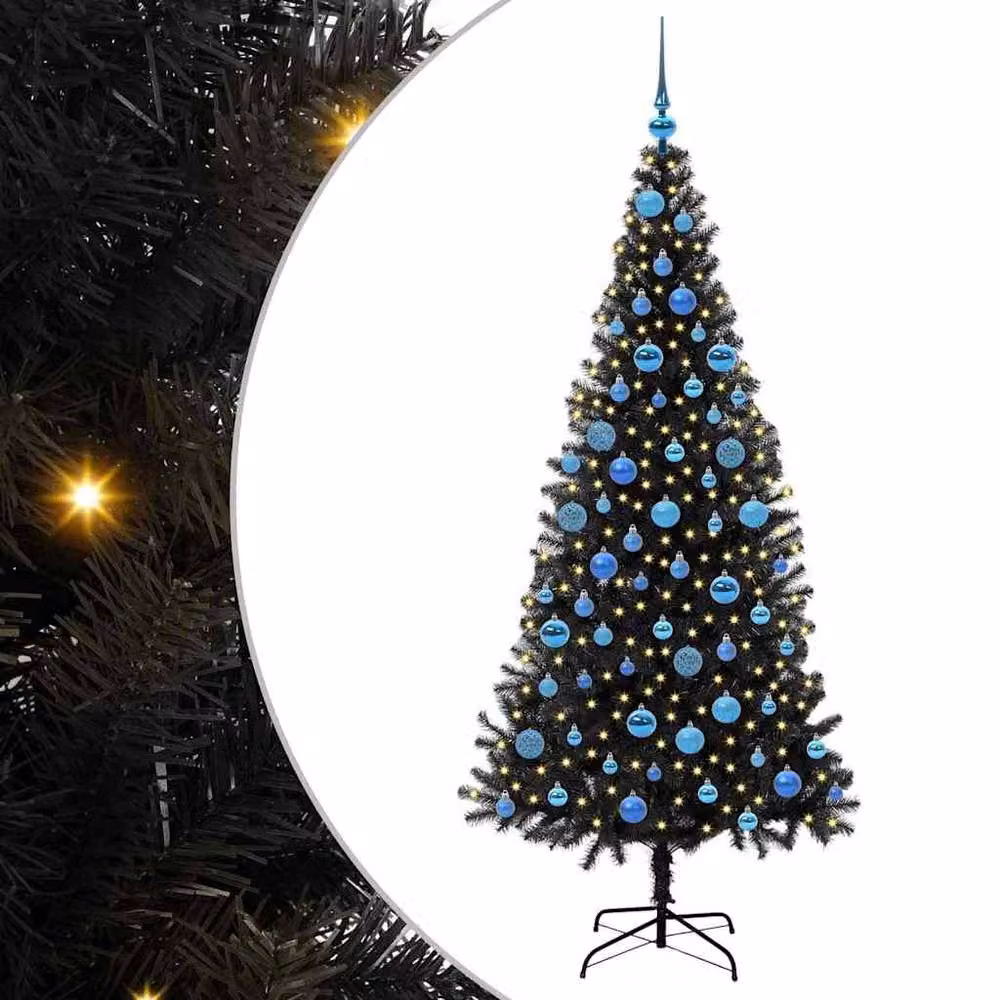 Berkfield Home Lush Christmas Tree with 300 LEDs and Stand, Black, Height: 180 cm – 2