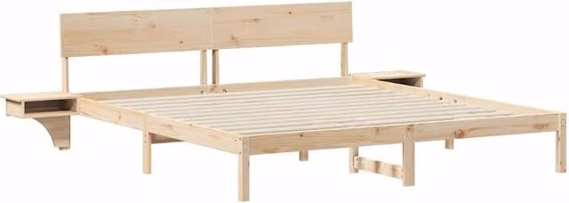 Berkfield Home Modern Bed with Headboard in Brown Solid Pine Wood, 200 x 200 cm