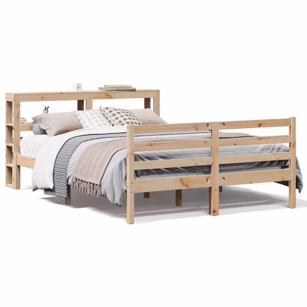 Berkfield Home Rustic Solid Wood Pine Bed Frame in Brown, W/D/H: 140 x 200 cm – 2