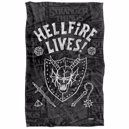 Netflix Stranger Things Hellfire Club Graduation Inverted Super Soft Fleece Throw Blanket, Multicolour, W/D/H: 91 x 147 cm – 5