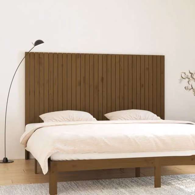 Berkfield Home Rustic Solid Wood Pine Wall Headboard, Honey Brown, W: 204 cm, D: 3 cm, H: 110 cm – 1
