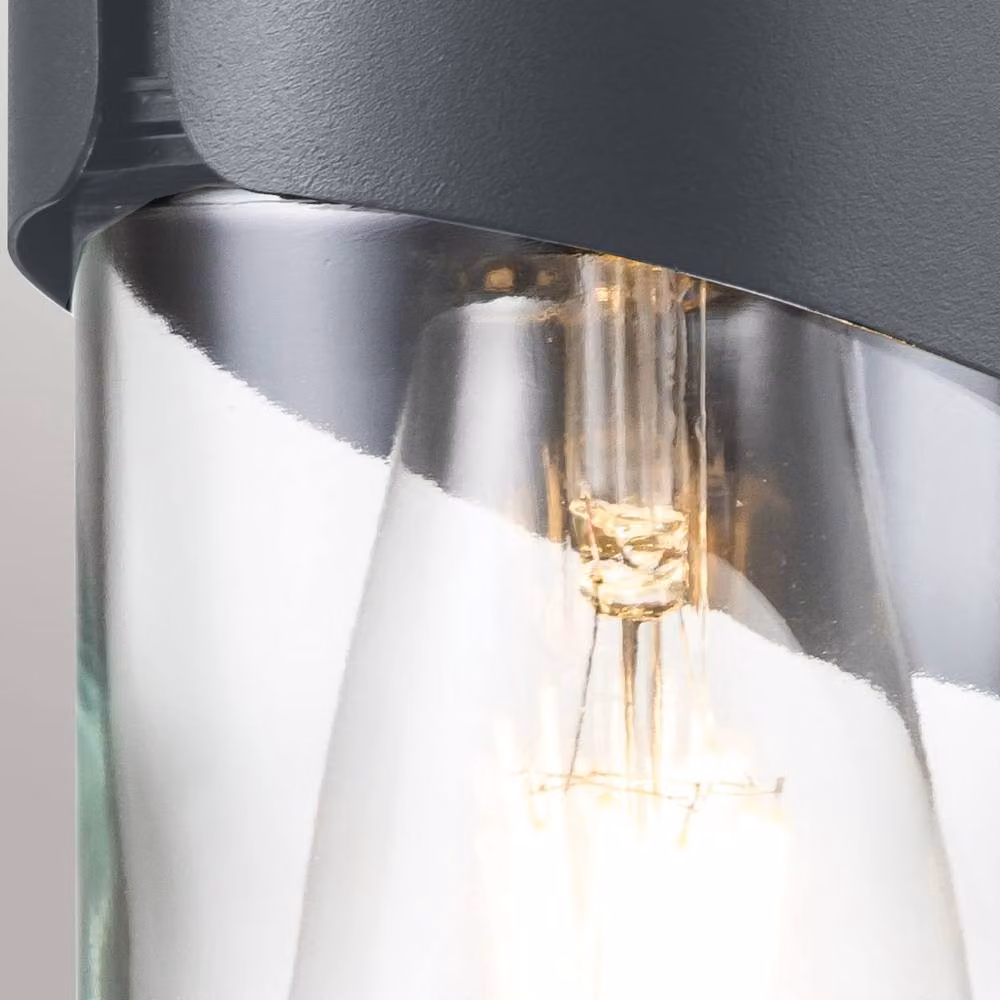 Netlighting Porto Grey Outdoor Wall Lamp with Glass Cylinder and IP44 Rating – 2