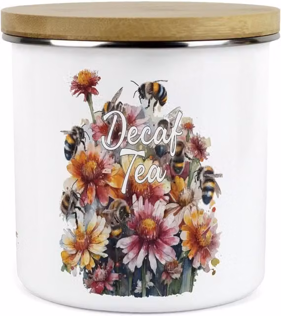 Purely Home Large Floral Metal Kitchen Storage Canister in White