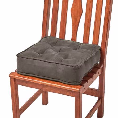 Homescapes Grey Faux Suede Dining Chair Booster Cushion, W/D/H: 40 x 40 x 10 cm – 4