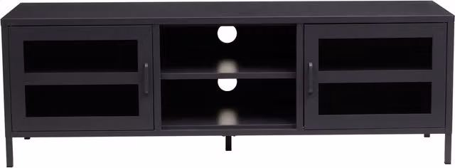 Interiors by Premier Modern Matt Black Metal and Glass Media Unit