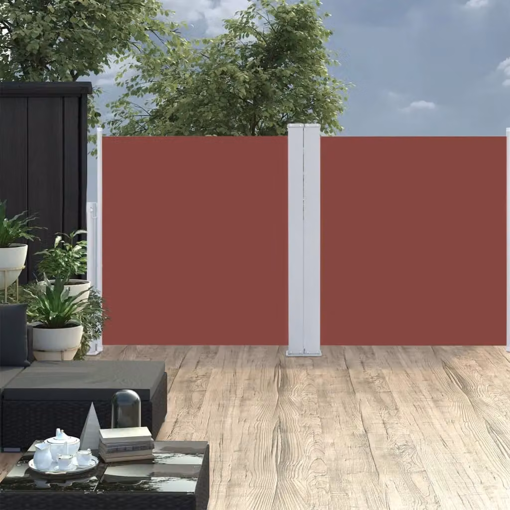 Berkfield Home Brown Retractable Polyester Roller Side Awning W/D/H: 100 x 600 cm – 3