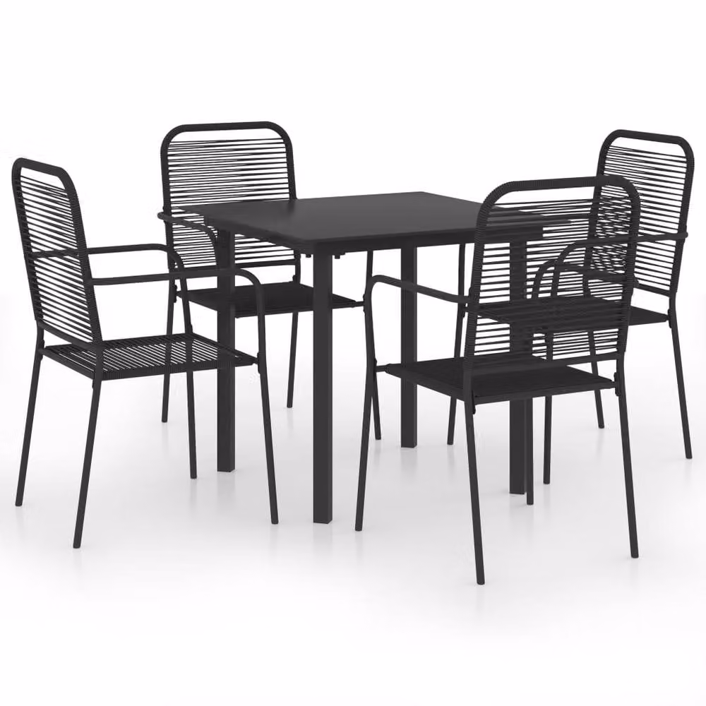 Berkfield Home 5 Piece Garden Dining Set in Black Glass and Steel – 2