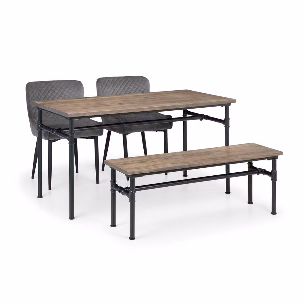 Cheshire Premium Carnegie 140cm Rectangular Industrial Dining Table in Brown and Multicolour – 4
