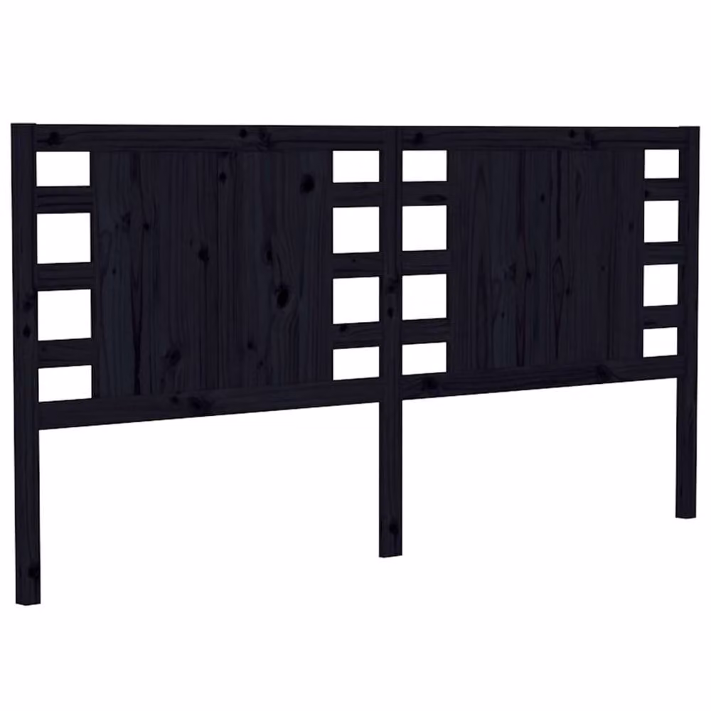 Berkfield Home Black Solid Pine Wood Headboard, W/D/H: 206 x 4 x 100 cm – 3