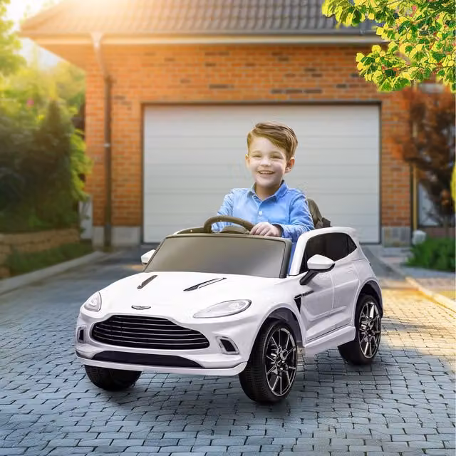 AIYAPLAY Aston Martin DBX Licensed 12V Kids Electric Ride on Car with Light and Sound, White