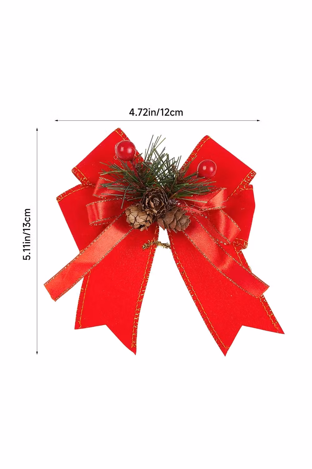 Living and Home Premium 6-Pack Red Christmas Bows with Pine Cones and Green Needles – 2