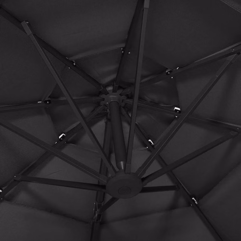 Berkfield Home 4-Tier Parasol with Aluminium Pole, Black, W: 300 cm, D: 300 cm, H: 247 cm – 3
