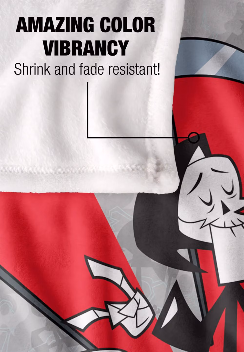 Trevco Cartoon Network Grim Adventures of Billy & Mandy Times Up Super Soft Fleece Throw Blanket, White, W/D/H: 152 x 127 cm – 3