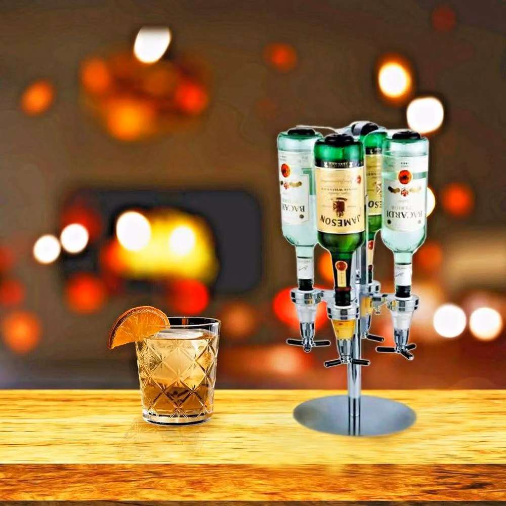 KORVIXA Silver 6 Bottle Rotating Optic Drink Dispenser Stand – 3