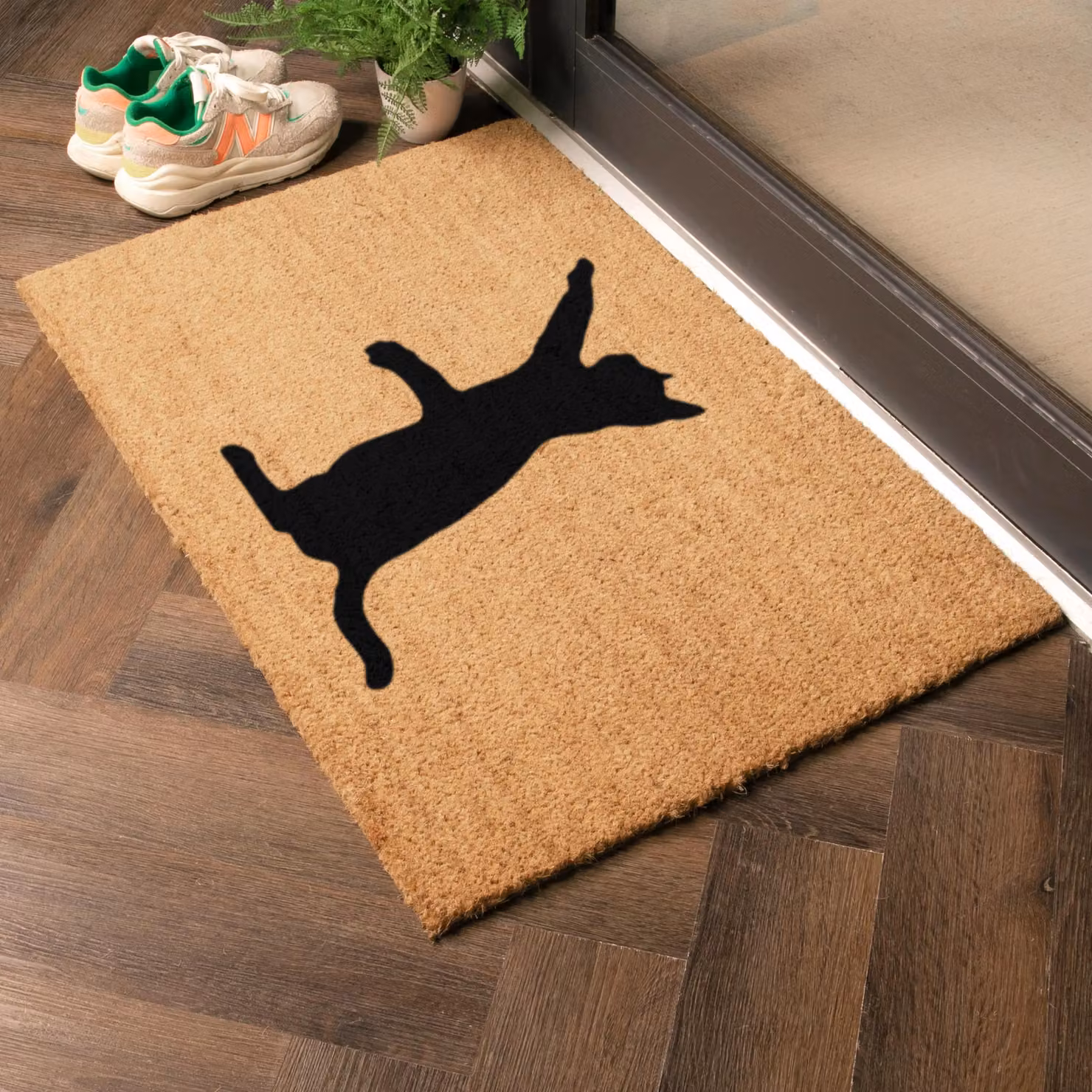 Artsy Mats Grey and Brown Coir Cat Doormat, W: 90 cm, D: 60 cm – 2
