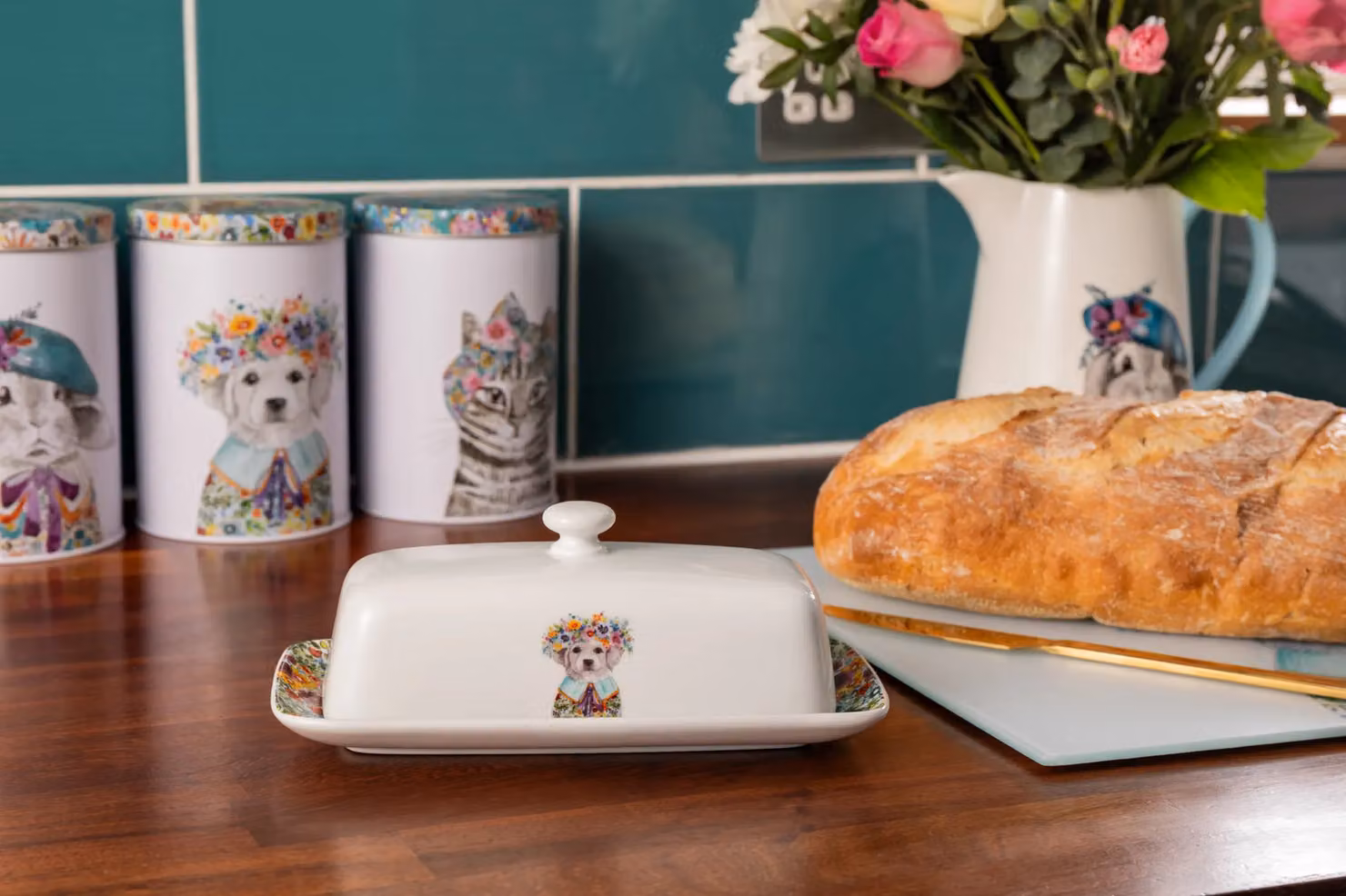 Mikasa Tipperleyhill Decorative Ceramic Butter Dish with Lid, Multicolour, W: 21 cm, D: 11 cm, H: 7 cm – 6