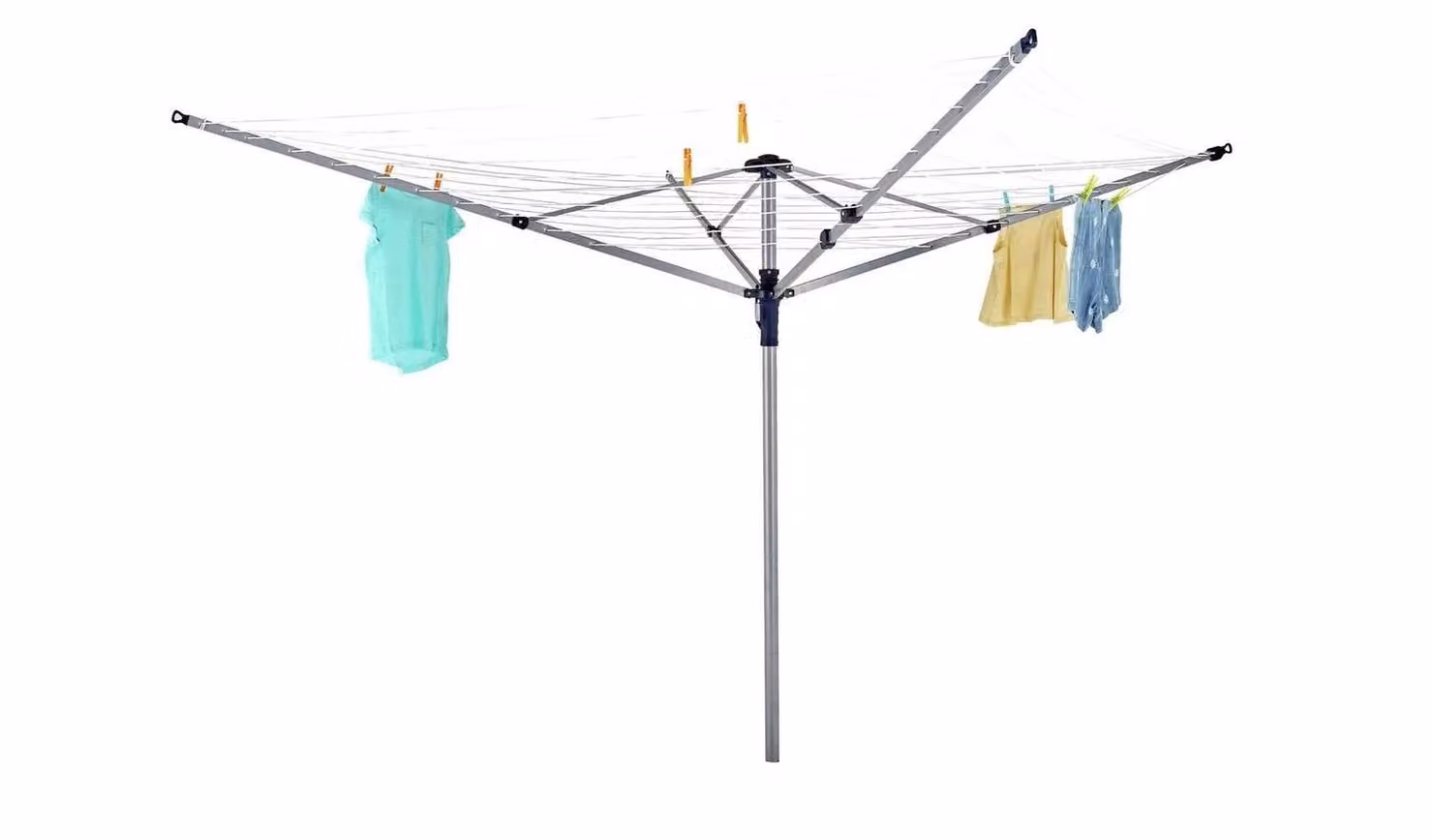 Lift & Click 4 Arm Rotary Airer with 60m Drying Capacity in Silver Steel