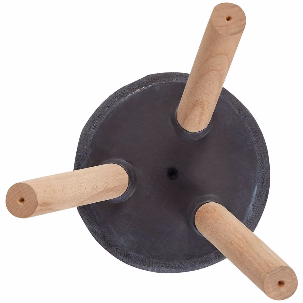 Wyld and Coco Graphite Grey Round Fibre Clay Plant Tub with Wood Support – 3