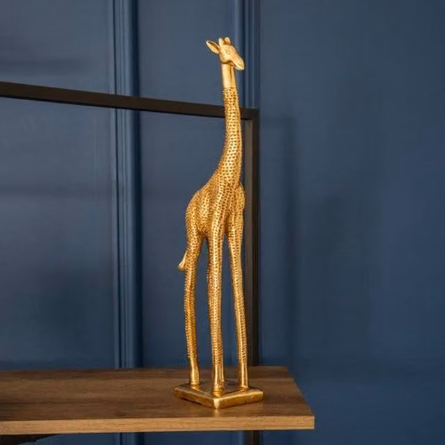 Madison & Mayfair Modern Gold Metal Giraffe Tabletop Ornament, H: 45.0 cm x W: 9.0 cm x D: 7.5 cm