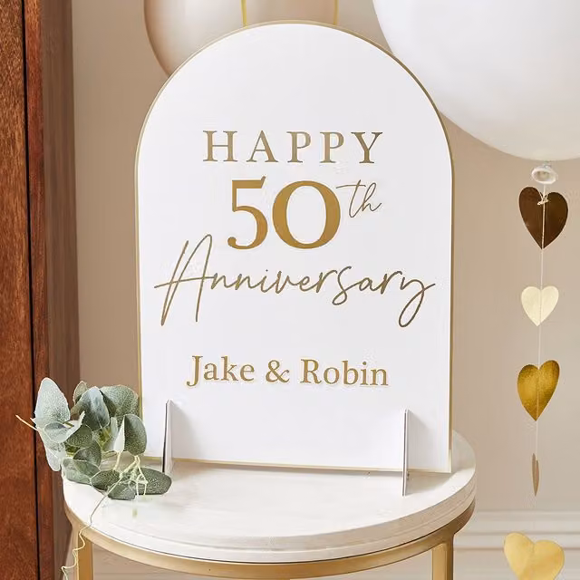 Club Green Customisable Happy Anniversary Tabletop Sign in Green, White and Multicolour – 1