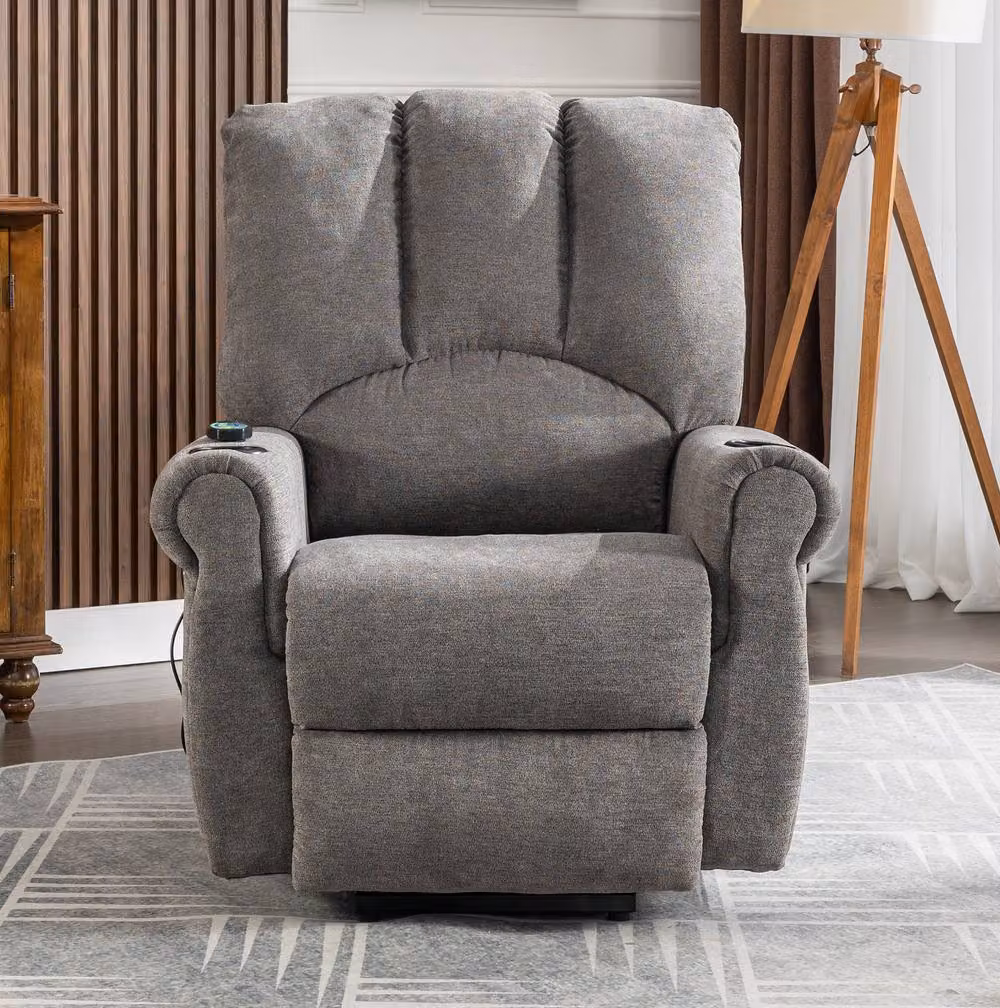 STILVORA Electric Lift Recliner Chair with Heat and Massage in Grey Fabric – 2
