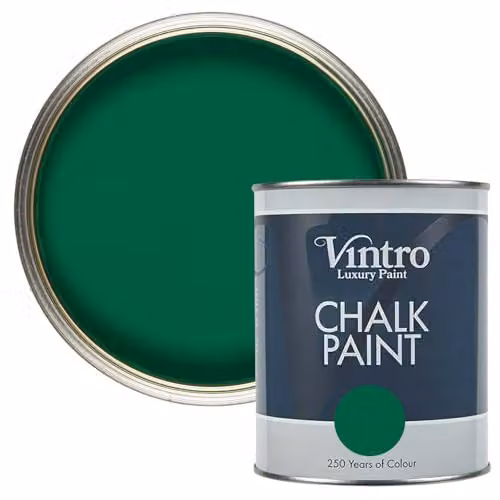 Vintro Brooklands Dark Green Chalk Paint with Ultra Matt Finish, 1 Litre