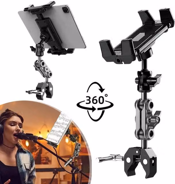 Kelvenix Tablet Mount Holder for Mic Stand, Black