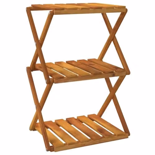 vidaXL 3-Tier Acacia Wood Folding Shoe Rack, Brown, W: 43 cm, D: 31 cm, H: 63 cm – 1