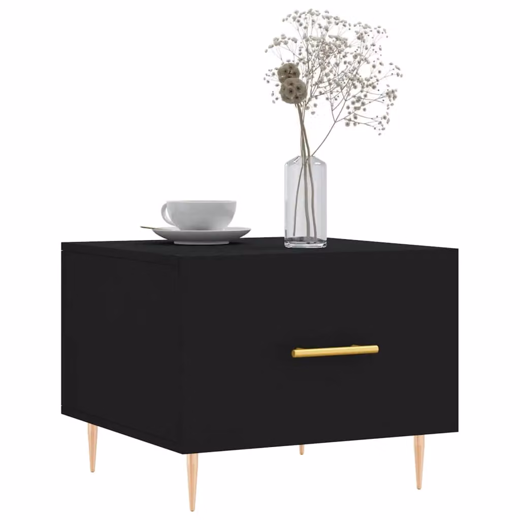Berkfield Home Black Square Coffee Table in Engineered Wood, W/D/H: 50 x 50 x 40 cm – 3
