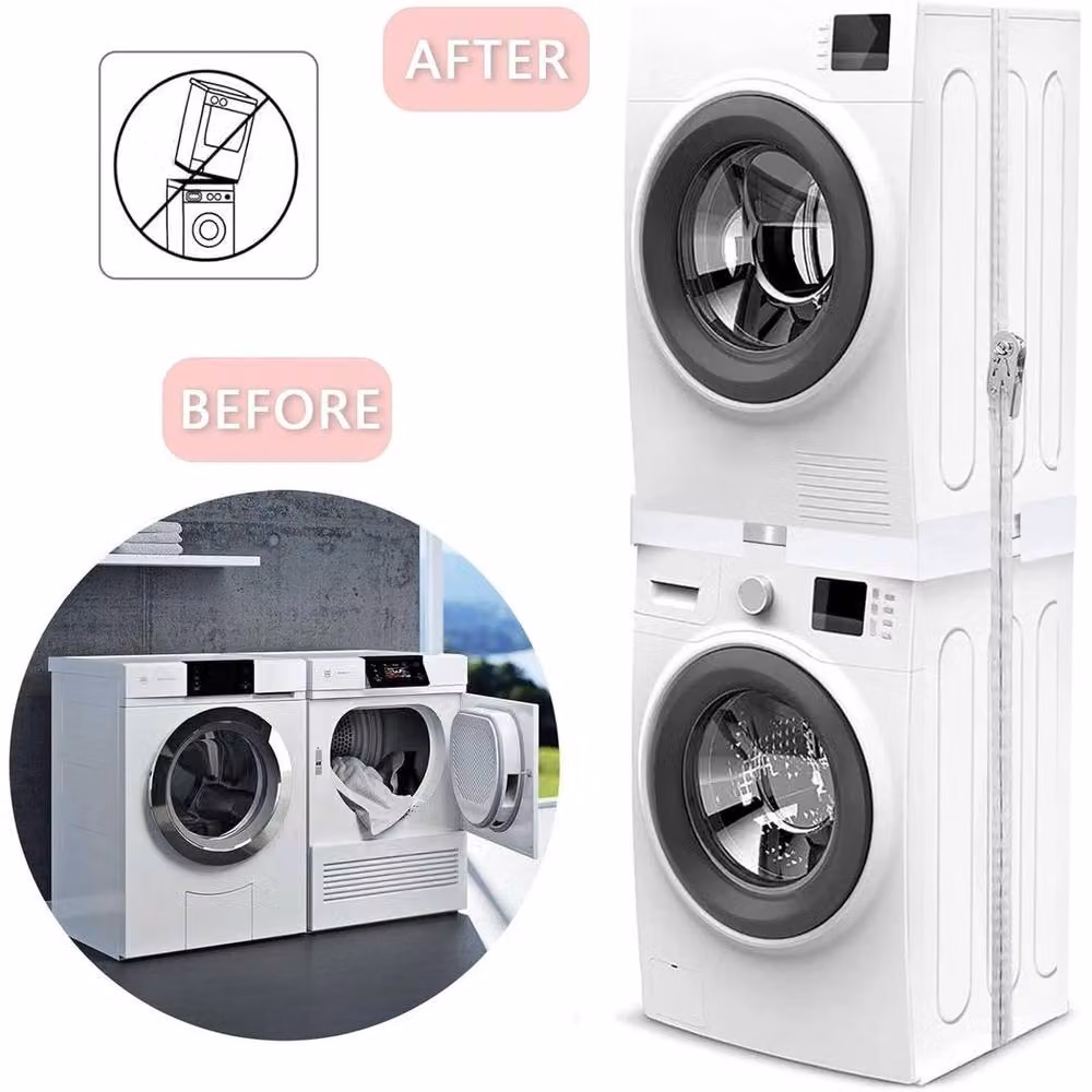 FLAVORA Adjustable Washer Dryer Stack Kit in White – 4