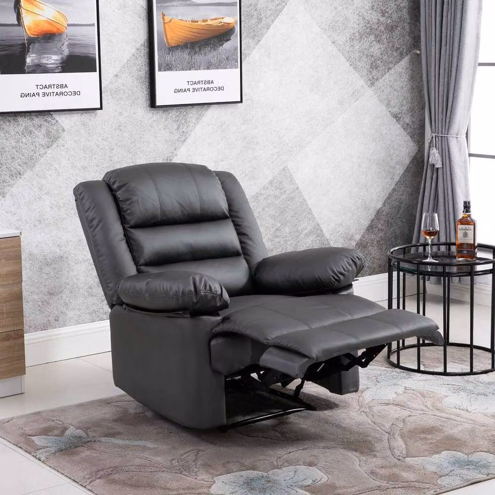 SquareBoxx Hawthorne Manual Recliner Armchair in Grey Synthetic Leather – 2