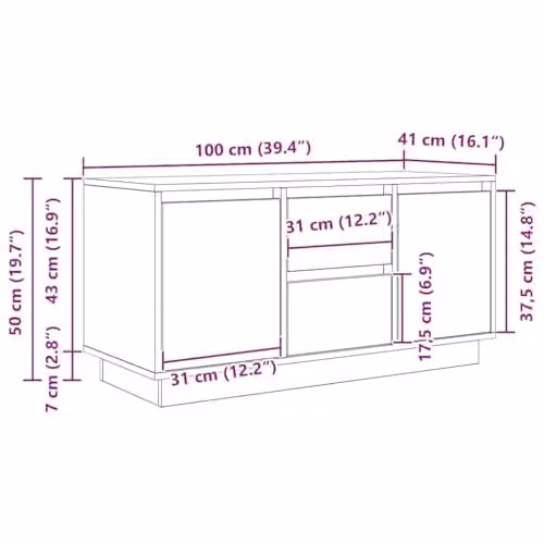 vidaXL Modern TV Cabinet with LED Lights in Grey Sonoma, W: 100 cm, D: 41 cm, H: 50 cm – 2