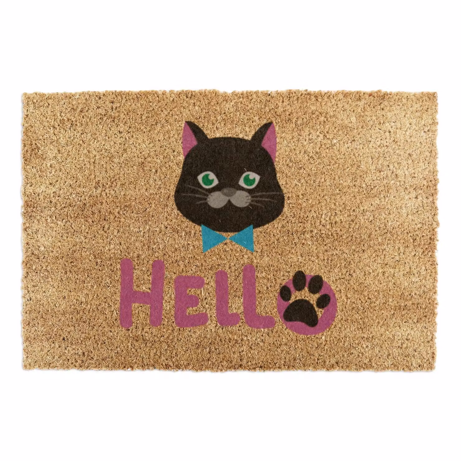 Artsy Mats Cat Hello Doormat in Brown, W: 90 cm, D: 60 cm – 3