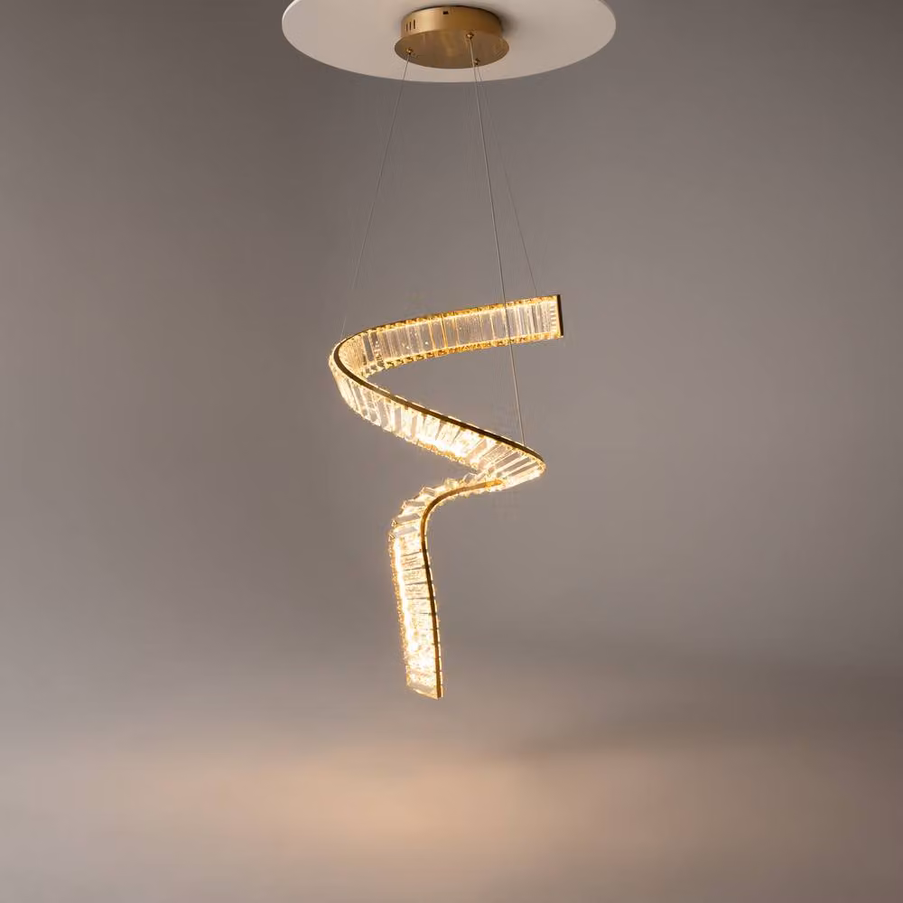 Netlighting Krone Swirl Modern LED Pendant Light with Crystal Shade in Gold and Brass, 3000K, 3300lm – 2