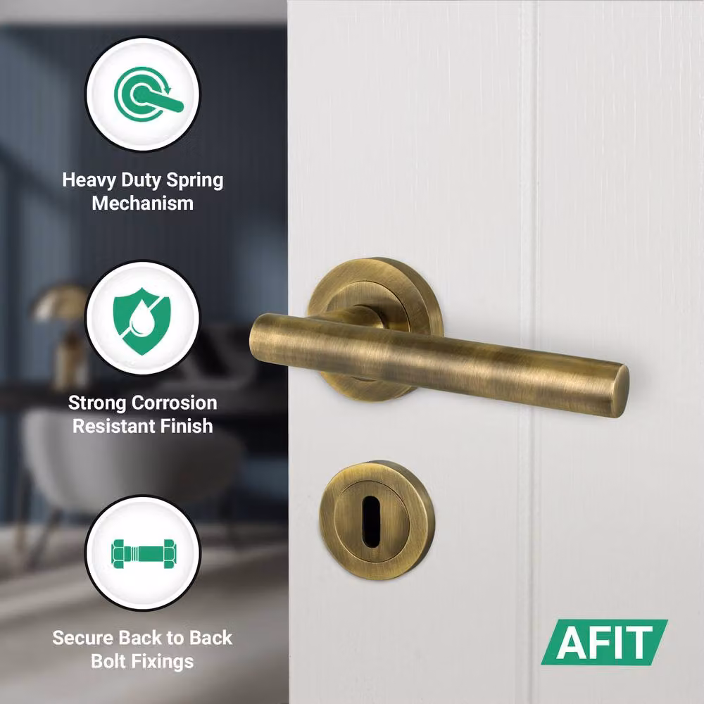 AFIT Antique Brass T-Bar Handle Sashlock Escutcheon and Hinges Set in Bronze, W/D/H: 15 x 15 x 1.5 cm – 3