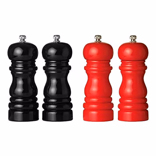 Premier Housewares Red Hi Gloss Salt and Pepper Mill Set – 2