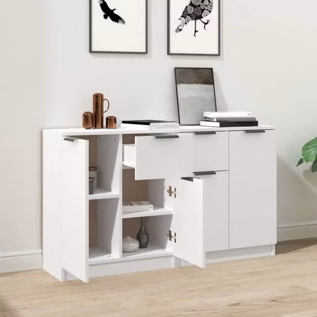 Berkfield Home Set of 2 Modern White Matt Sideboards in Engineered Wood W/D/H: 60 x 30 x 70 cm – 1
