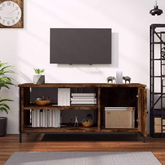 Berkfield Home Smoked Oak TV Cabinet in Brown, W/D/H: 100 x 40 x 45 cm