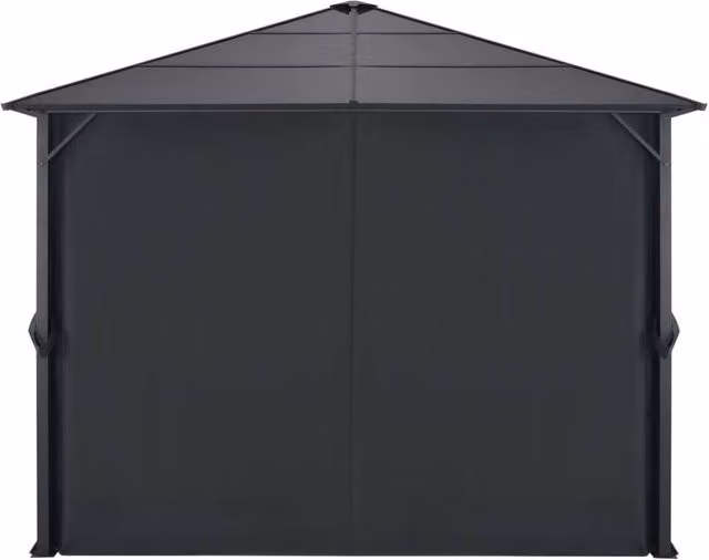 Berkfield Home Aluminium Gazebo with Curtains, Black, W/D/H: 300 x 300 x 260 cm – 1