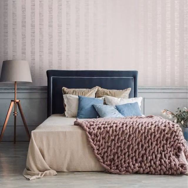 Boutique Mara Stripe Abstract Wallpaper in Grey, Silver and Beige Matt Finish