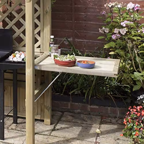 Rowlinson Party Arbour and Barbeque Shelter in Brown Rustic Timber, W/D/H: 240 x 129 x 181 cm – 5