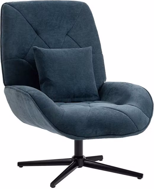 NESTLUNE Blue Chenille Swivel Accent Armchair with Armrests, H 100 cm x W 100 cm x D 80 cm – 1