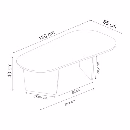 Decortie Oval Coffee Table in Beige and Yellow Composite Stone, W/D/H: 130 x 65 x 40 cm – 2