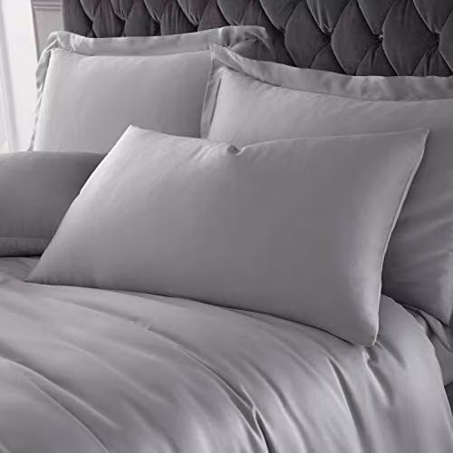 Catherine Lansfield Silky Soft Satin King Duvet Set and Pillowcases, Silver, Duvet: 180 x 200 cm, Pillowcases: 50 x 75 cm – 2