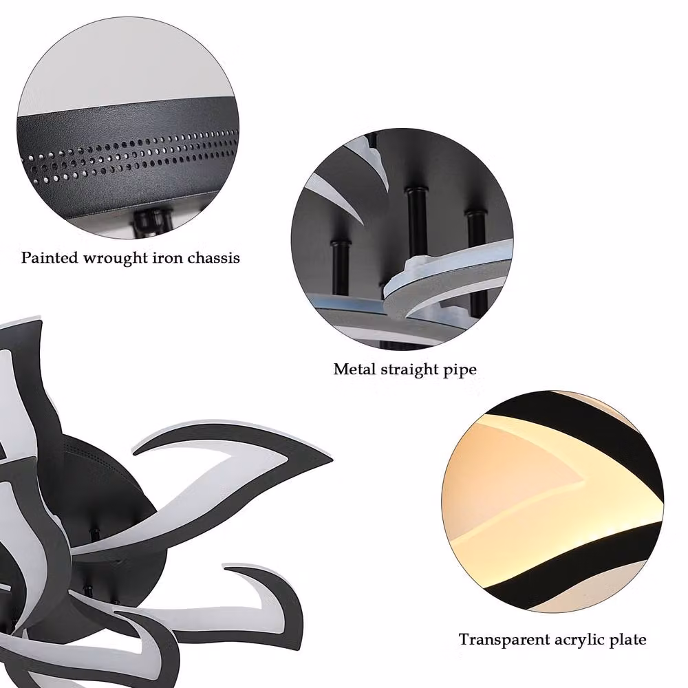 Goeco Modern LED Ceiling Light in Black with Remote Control, App Control and Timer for Bedroom – 5