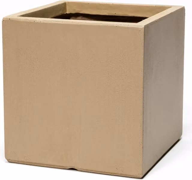 Primrose Fibreglass Cube Garden Planter Tub in Beige and Orange